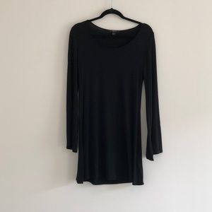 Long Sleeve Black Mini Swing Dress